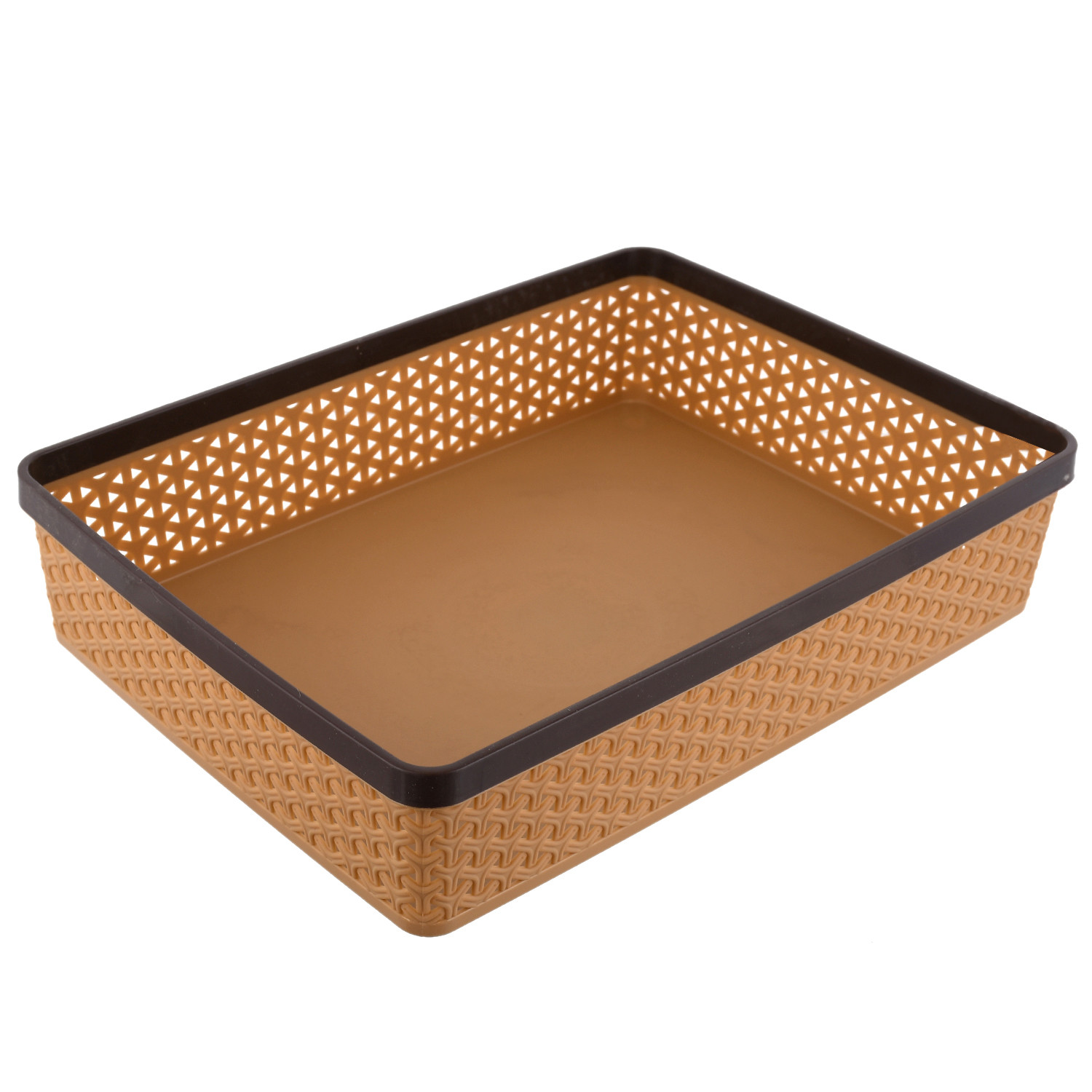 Kuber Industries Plastic 2 Pieces Solitaire Stationary Office Tray, File Tray, Document Tray, Paper Tray A4 Documents/Papers/Letters/folders Holder Desk Organizer (Brown & Coffee)