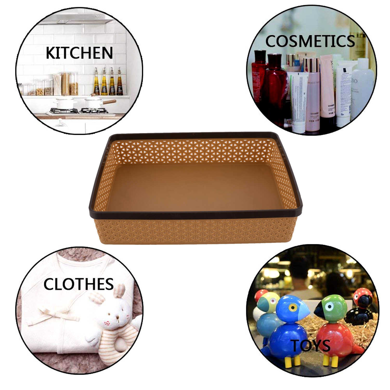 Kuber Industries Plastic 2 Pieces Solitaire Stationary Office Tray, File Tray, Document Tray, Paper Tray A4 Documents/Papers/Letters/folders Holder Desk Organizer (Brown & Coffee)