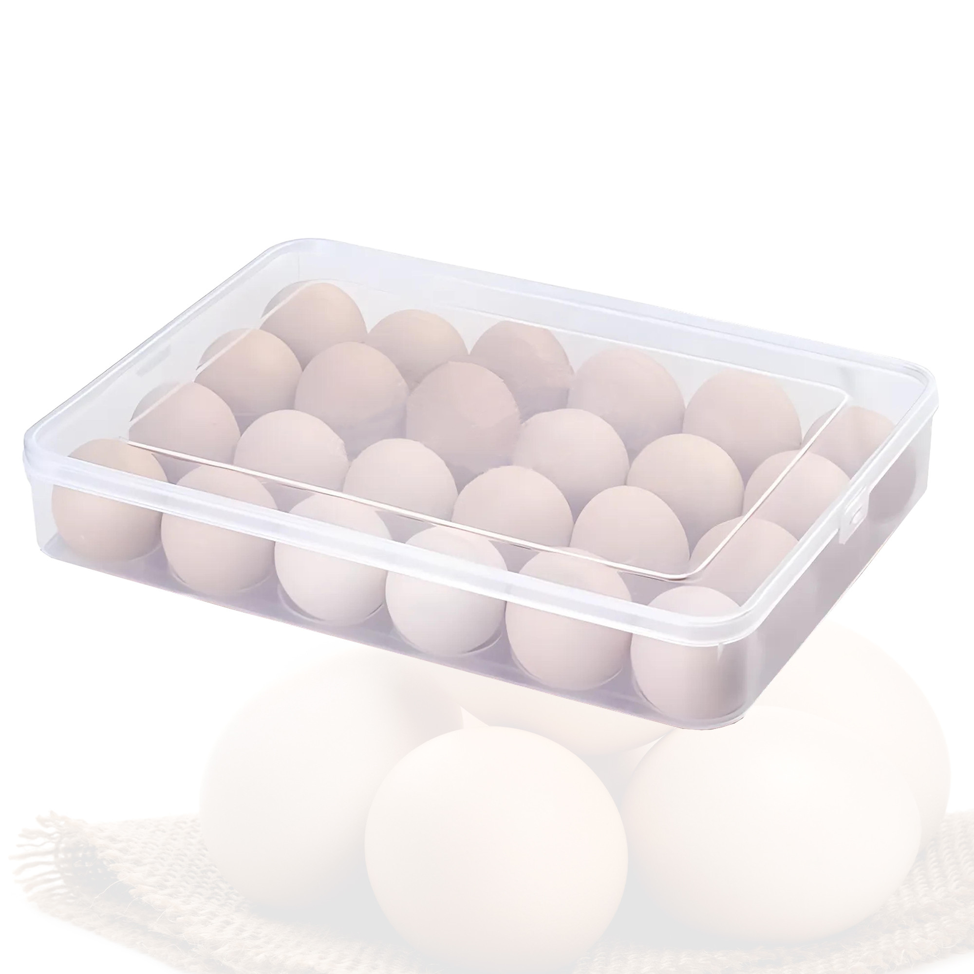 Kuber Industries Plastic 24 Egg Tray With Lid  Stackable Egg Storage Container For Home  Kitchen  Refrigerator Storage Box For Egg Protection From Cracks  Transparent