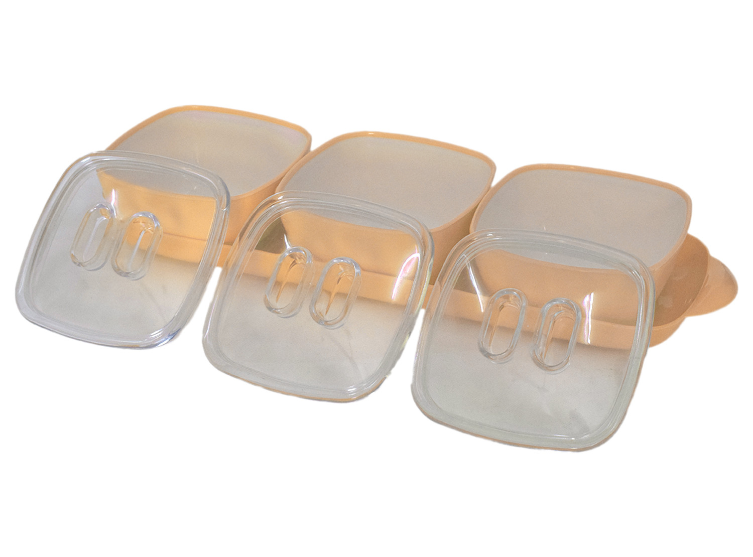 Kuber Industries Plastic 3 Bowls & 1 Tray Set For Serving & Store Dry Fruits, candies, Snacks With Silicon Rubberized Ring Lid (Autumn Orange)