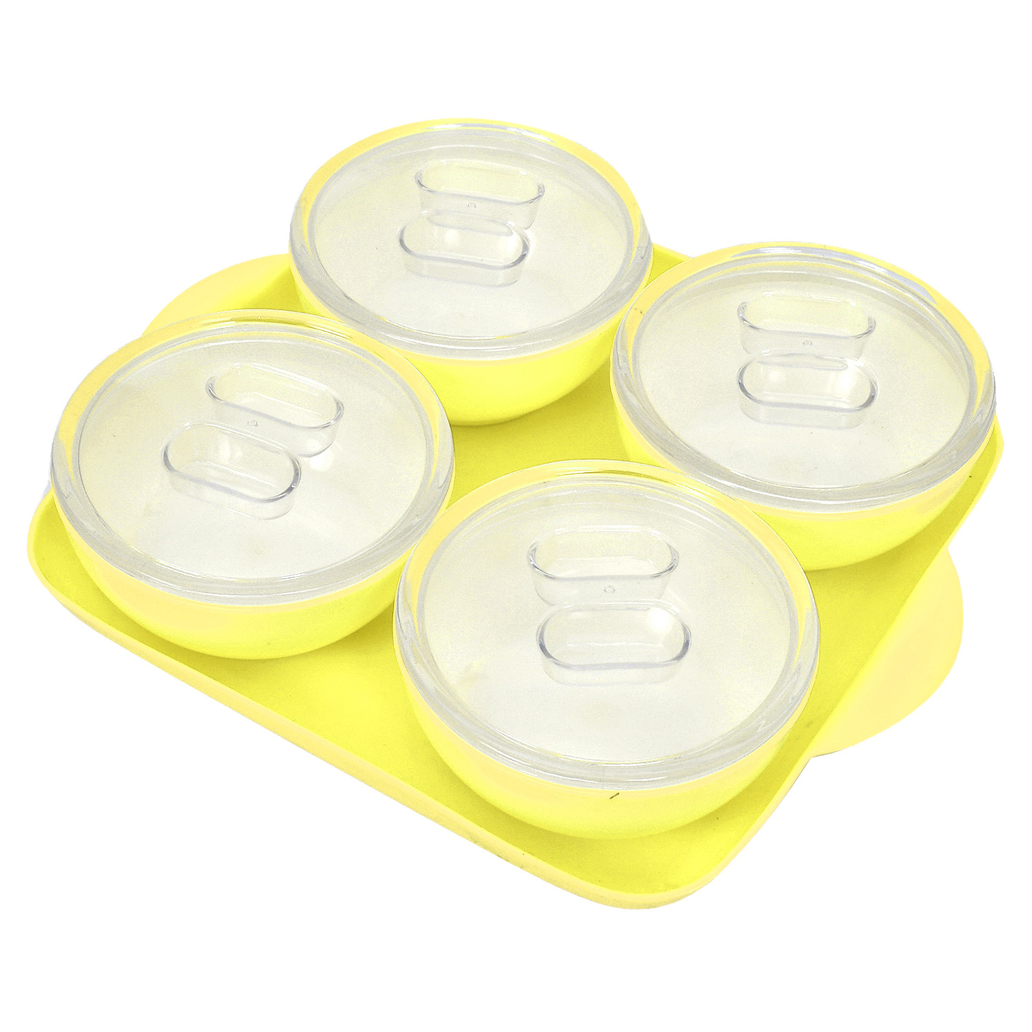 Kuber Industries Plastic 4 Bowls & 1 Square Tray Set For Serving & Store Dry Fruits, candies, Snacks With Silicon Rubberized Ring Lid (Green)