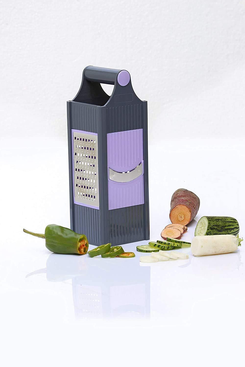 Kuber Industries Plastic 4 in 1 Vegetable Slicer/Potato Chips Maker Grater with 4 Sides Vegetable Choppers-Potato Chips Maker Vegetable Potato Slicer And Smooth Grip (Multi)