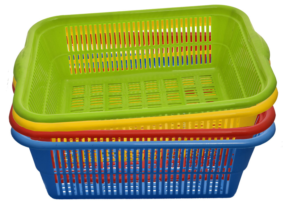 Kuber Industries Plastic 4 Pieces Kitchen Medium Size Dish Rack Drainer Vegetables And Fruits Washing Basket Dish Rack Multipurpose Organizers (Green &amp; Blue &amp; Red &amp; Yellow)-KUBMART772