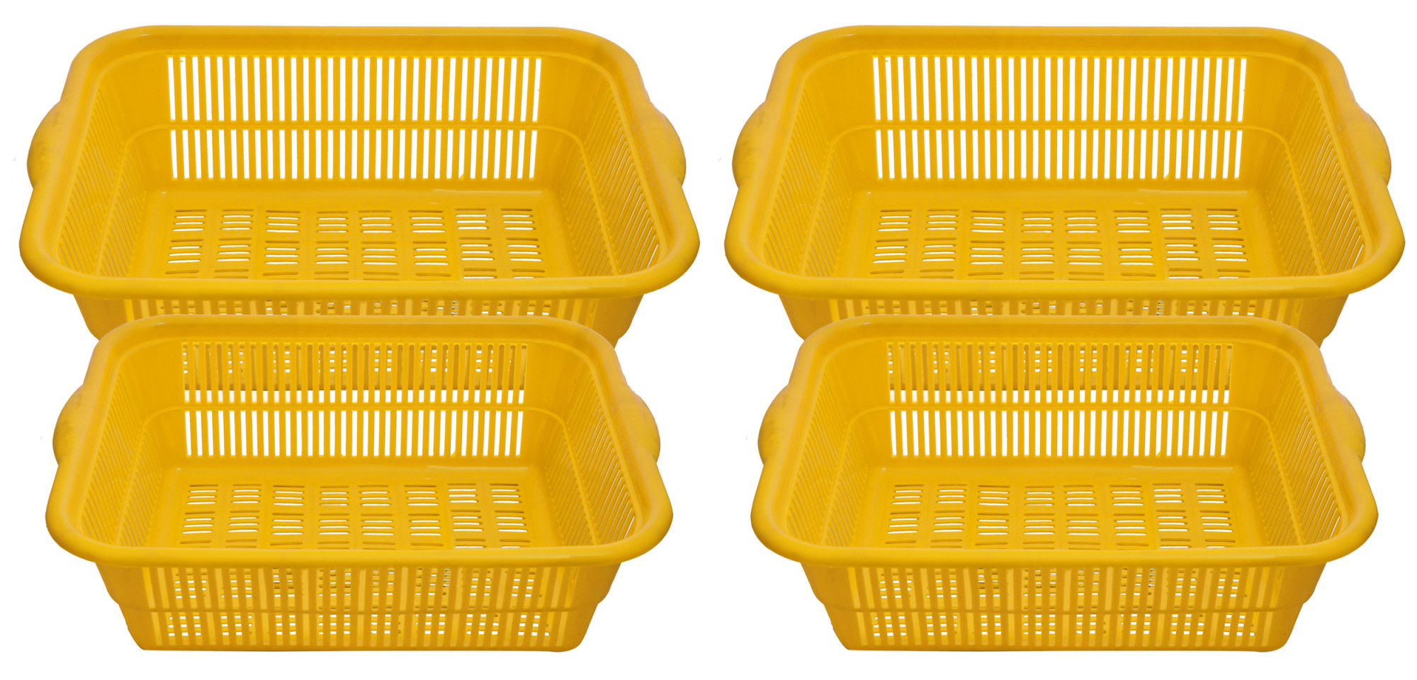 Kuber Industries Plastic 4 Pieces Kitchen Small & Medium Size Dish Rack Drainer Vegetables And Fruits Washing Basket Dish Rack Multipurpose Organizers (Yellow)-KUBMART820