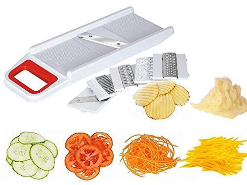 Kuber Industries Plastic 6 in 1 Kitchen Chopper Premium Vegetable and Fruit/Chips,Potato Slicer Maker Multipurpose (White) -CTKTC38139