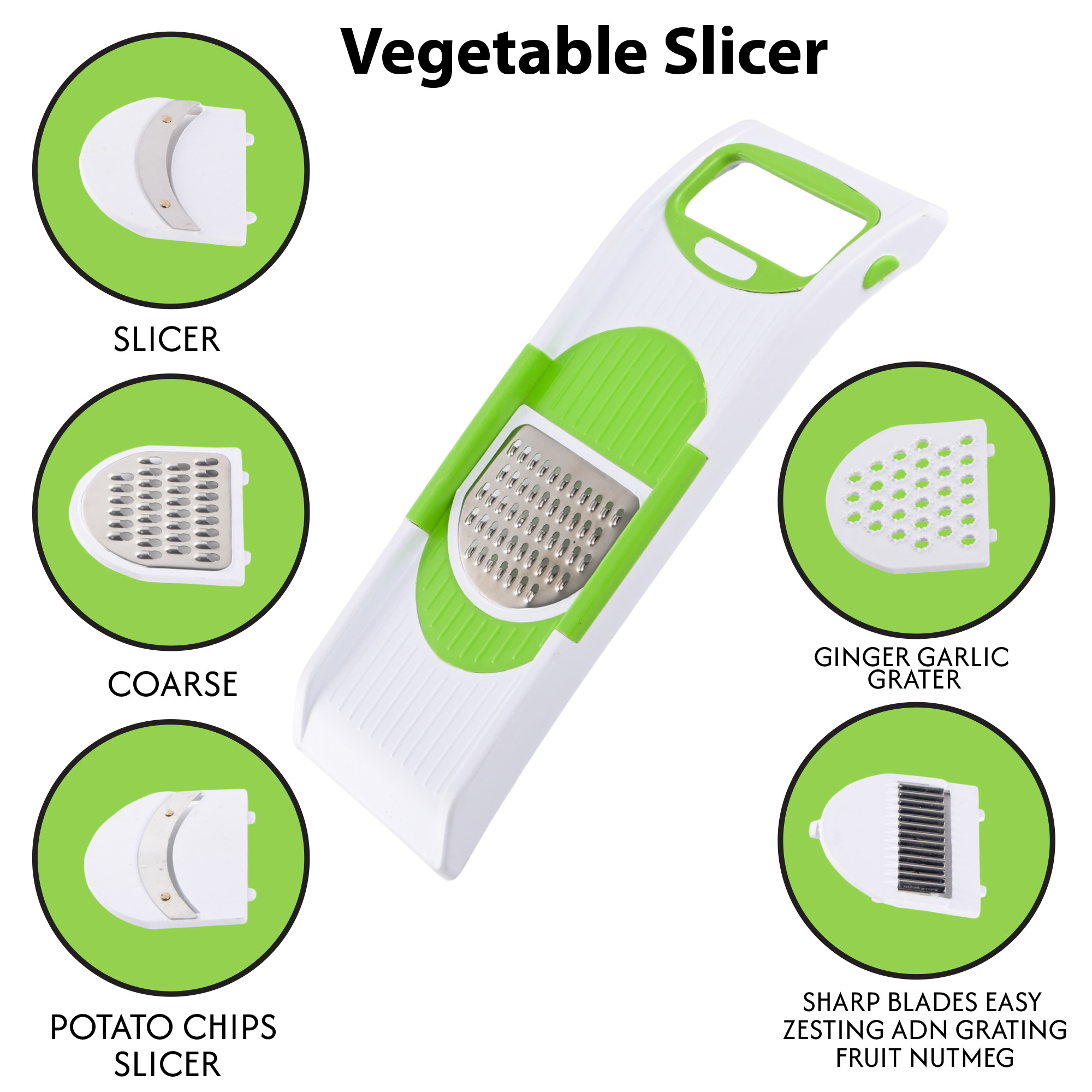 Kuber Industries Plastic 6 in 1 Vegetable Grater and Slicer for Kitchen  Manual Sabji Cutter Potato Chips Slicer  Cheese Grater  Kitchen Gadgets for Kadukash  Ginger Garlic Grater  Multicolor