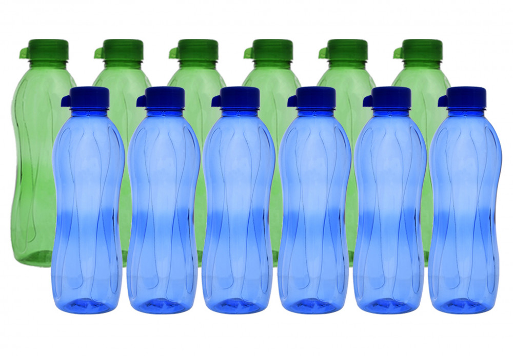 Kuber Industries Plastic Aqua Fridge Water Bottle with Lid (1000ml, Green &amp; Blue)-KUBMART518