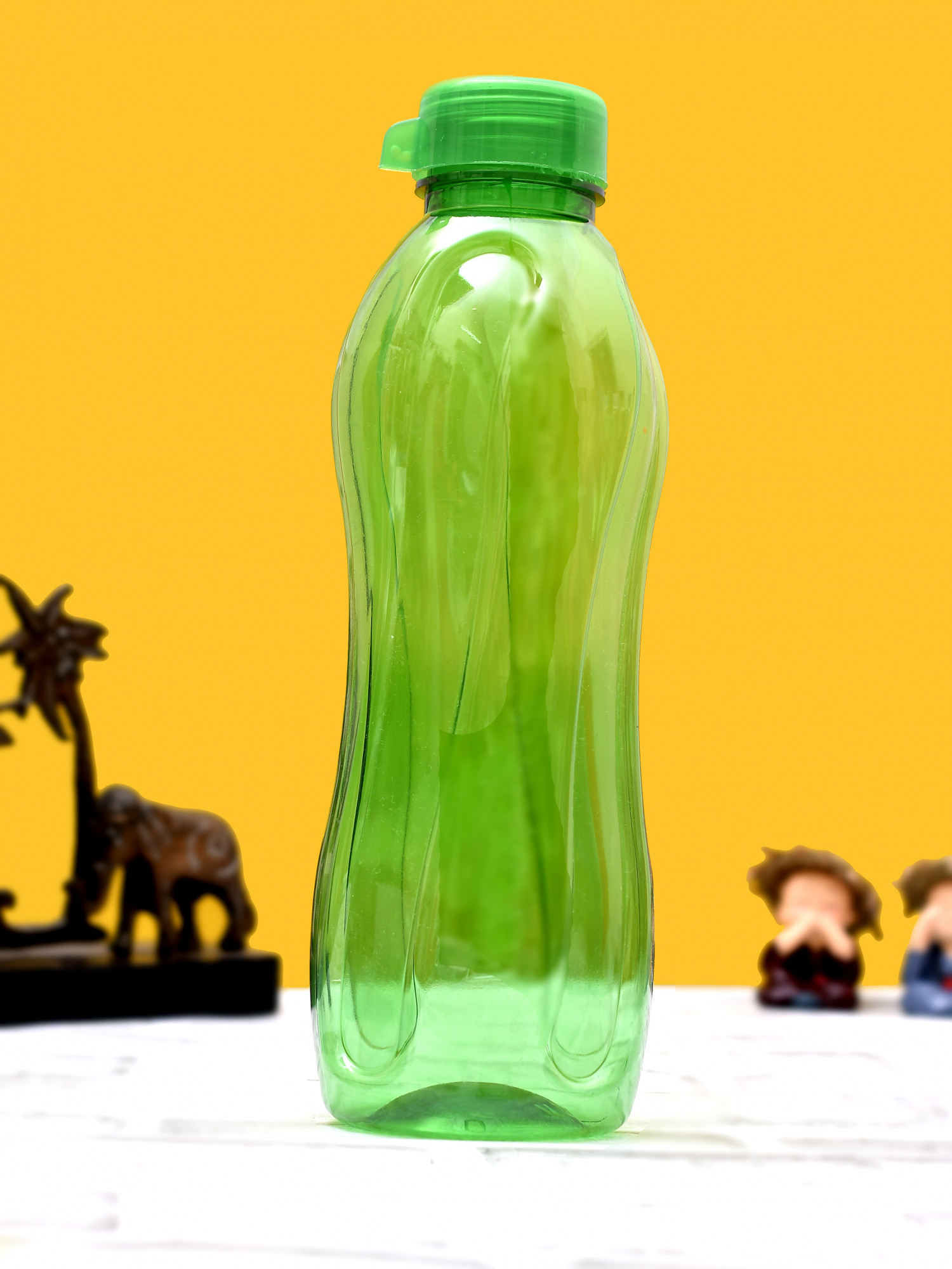 Kuber Industries Plastic Aqua Fridge Water Bottle with Lid (1000ml, Green & Pink)-KUBMART516
