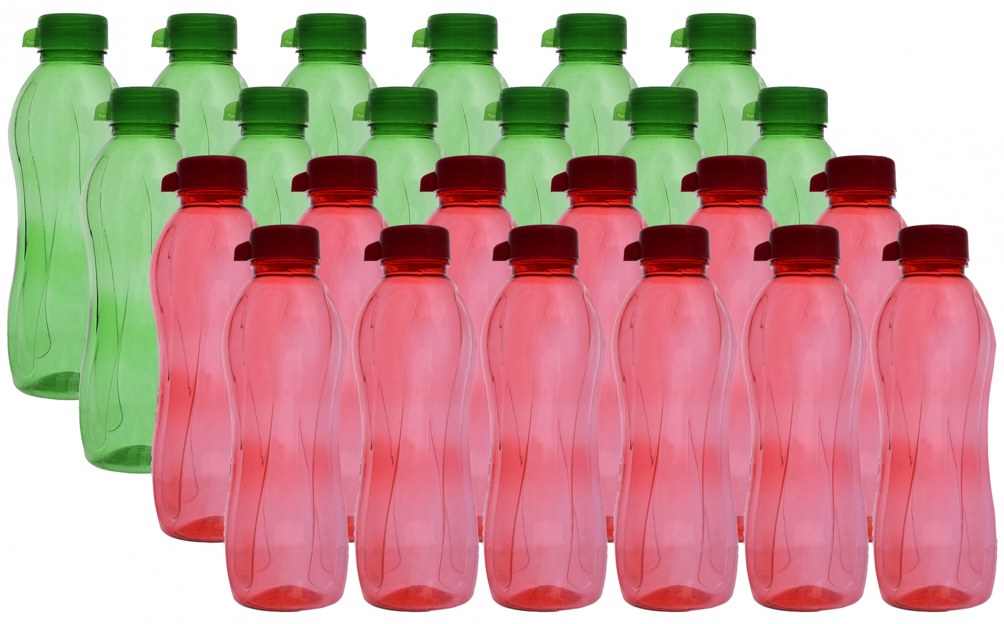 Kuber Industries Plastic Aqua Fridge Water Bottle with Lid (1000ml, Green & Pink)-KUBMART516