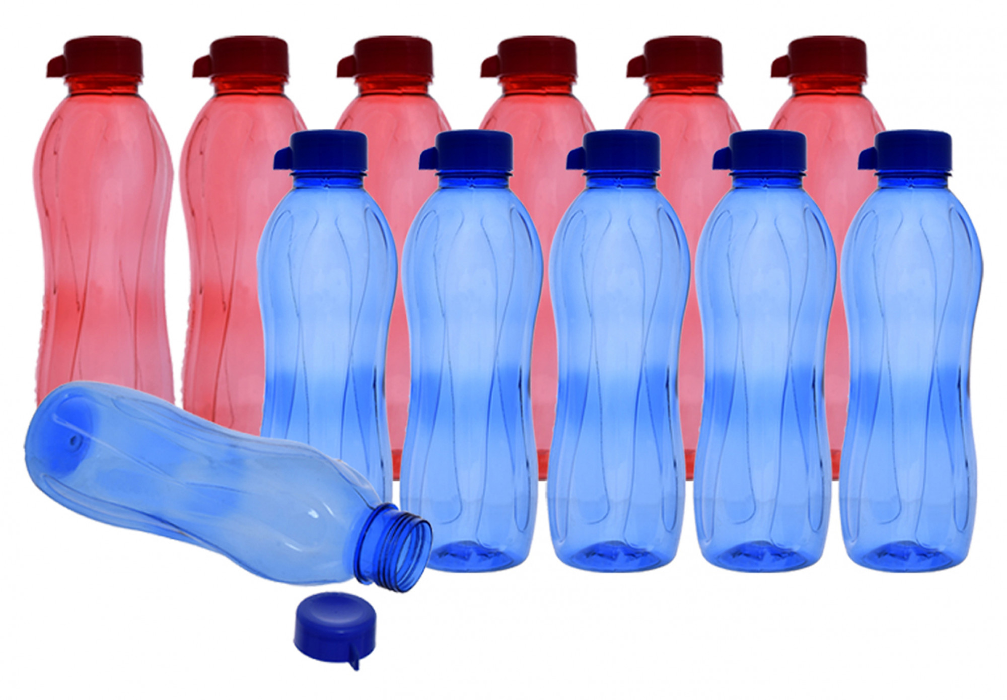Kuber Industries Plastic Aqua Fridge Water Bottle with Lid (1000ml, Pink & Blue)-KUBMART520
