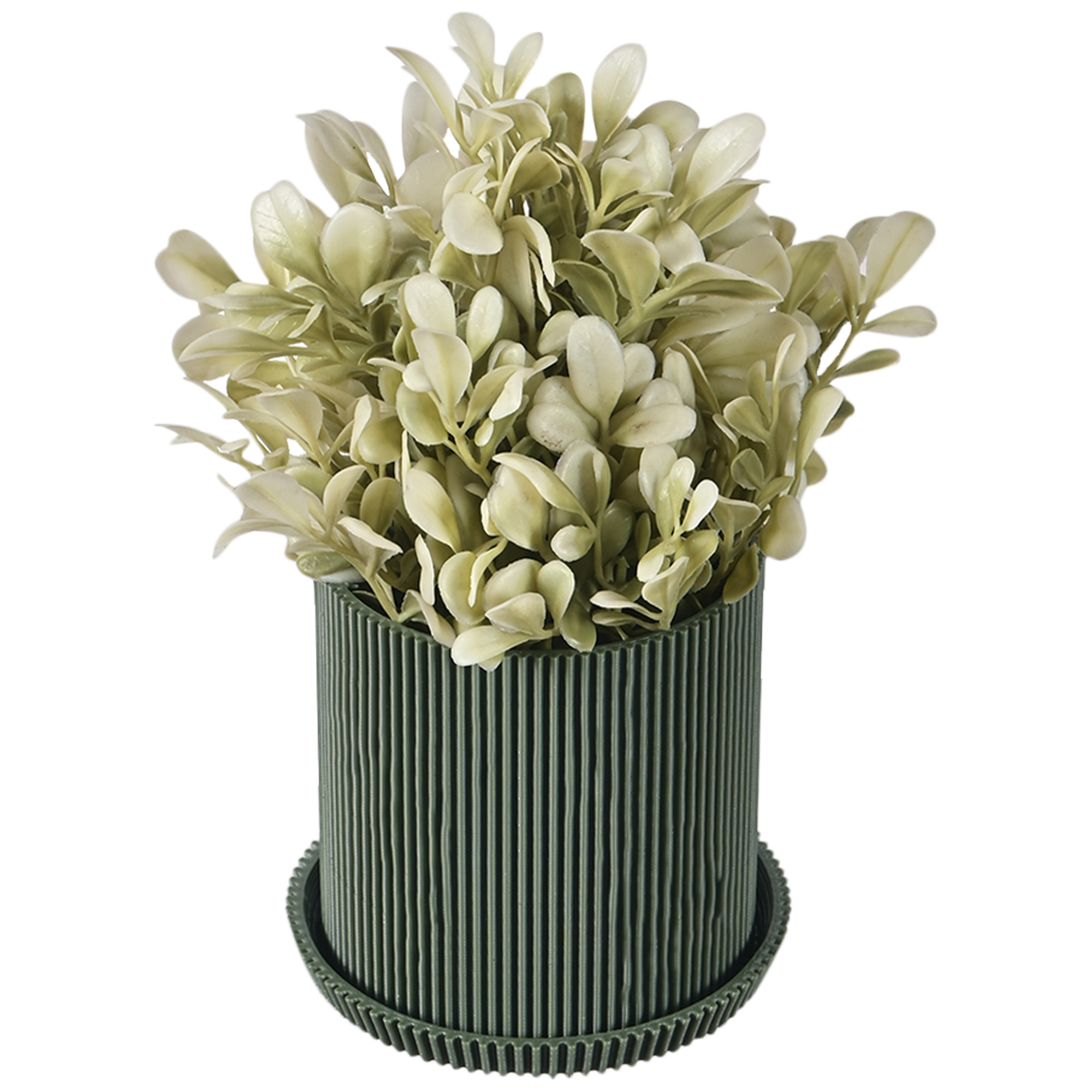 Kuber Industries Plastic Artificial Small Plants with Pot  Decorative Flower Pots for Living Room  Indoor Plants for Home Decor Office Desk Shelf and Table  Leg Plant - Green