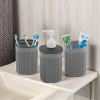Plastic Bathroom Accessories Set of 3 | Toothbrush Stand for Bathroom | Handwash Dispenser Bottle for Kitchen | Brush Holder for Wash Basin | Mouth Wash Tumbler Organiser | Grey