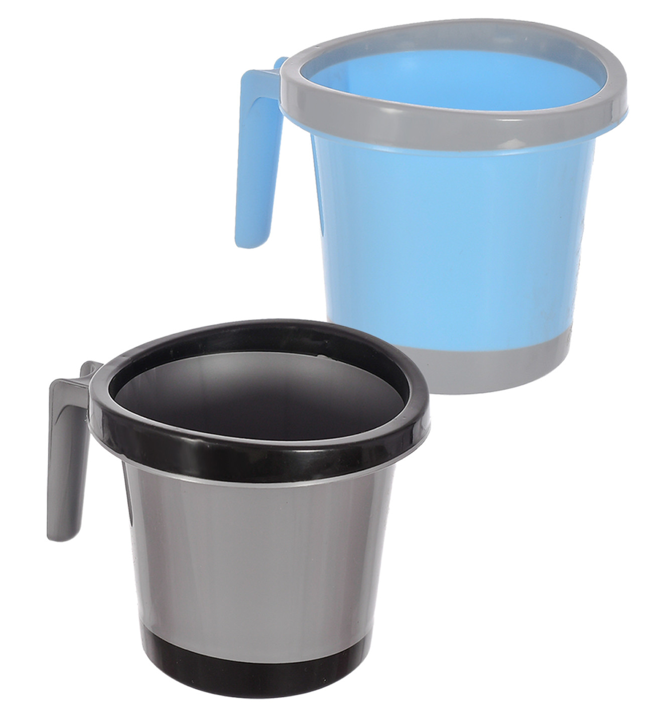 Kuber Industries Plastic Bathroom Mug 1 Litre (Black & Blue)-46KM0273