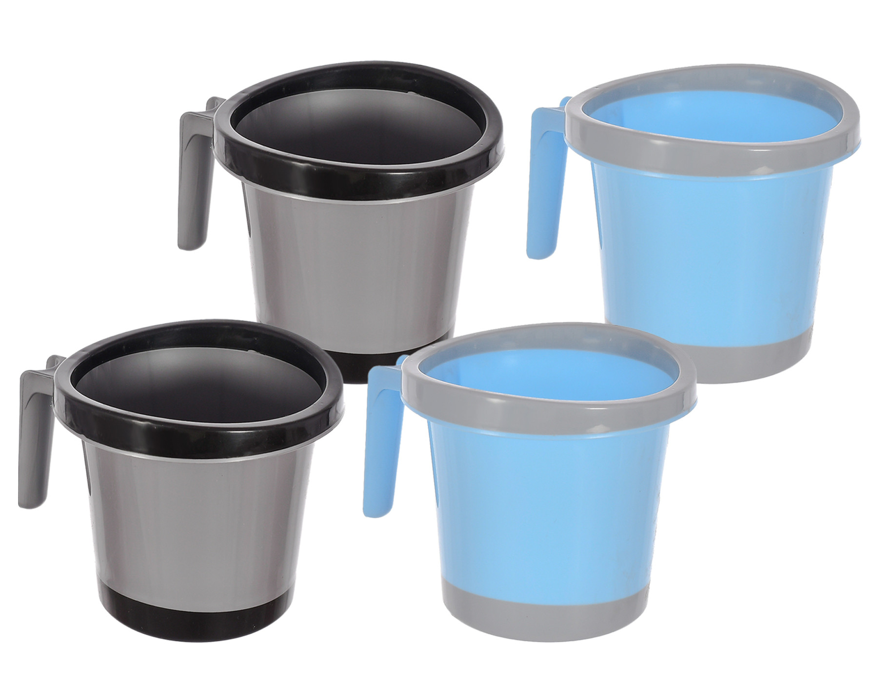 Kuber Industries Plastic Bathroom Mug 1 Litre (Black & Blue)-46KM0273