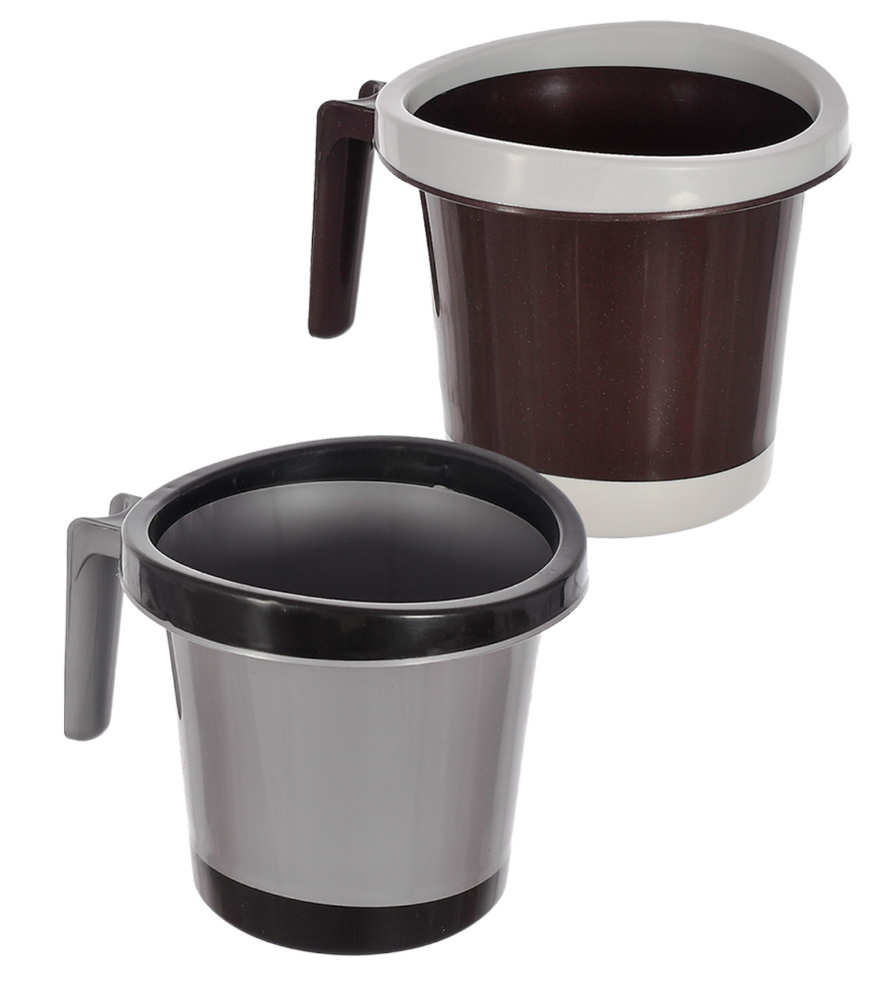 Kuber Industries Plastic Bathroom Mug 1 Litre (Black & Brown)-46KM0275