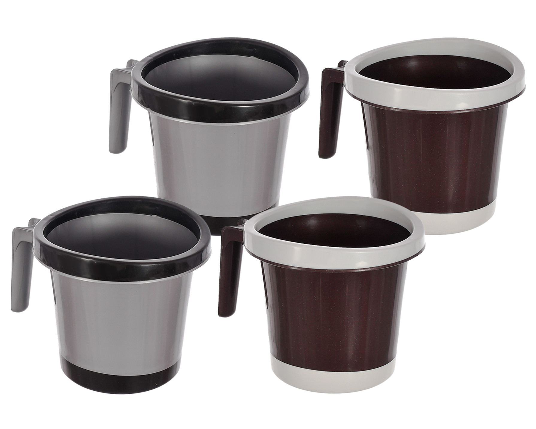Kuber Industries Plastic Bathroom Mug 1 Litre (Black & Brown)-46KM0275