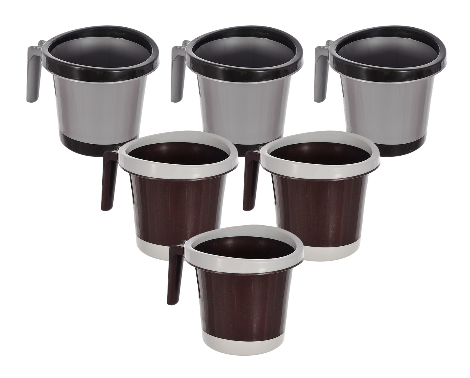 Kuber Industries Plastic Bathroom Mug 1 Litre (Black & Brown)-46KM0275