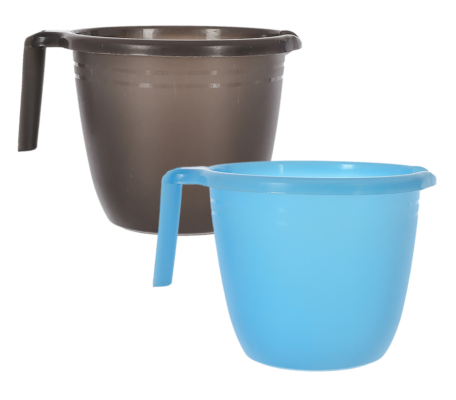 Kuber Industries Plastic Bathroom Mug 1 Litre-(Black & Sky Blue)-46KM0221