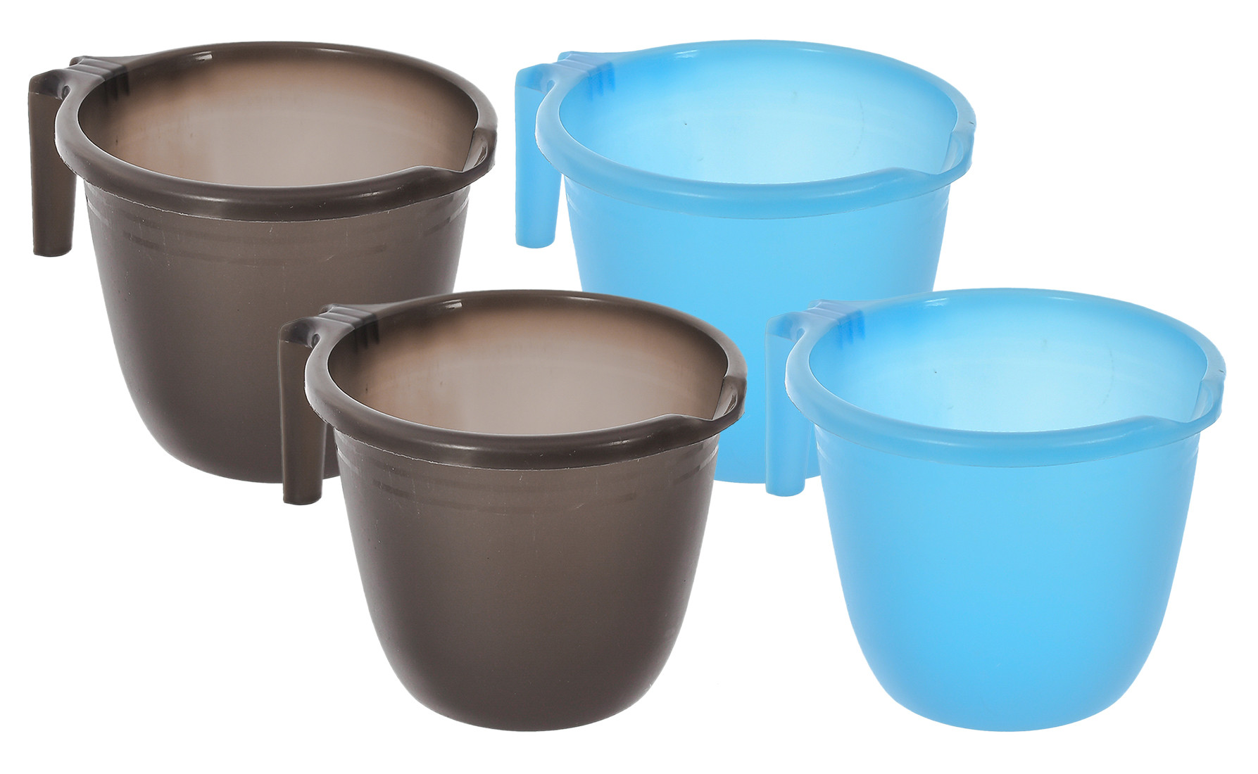 Kuber Industries Plastic Bathroom Mug 1 Litre-(Black & Sky Blue)-46KM0221