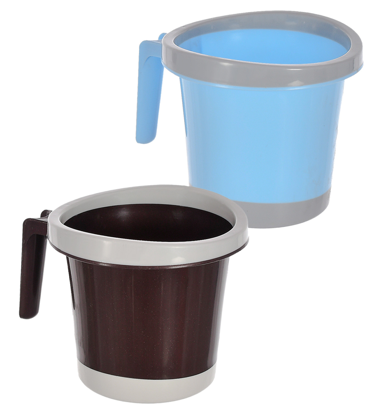 Kuber Industries Plastic Bathroom Mug 1 Litre (Blue & Brown)-46KM0277