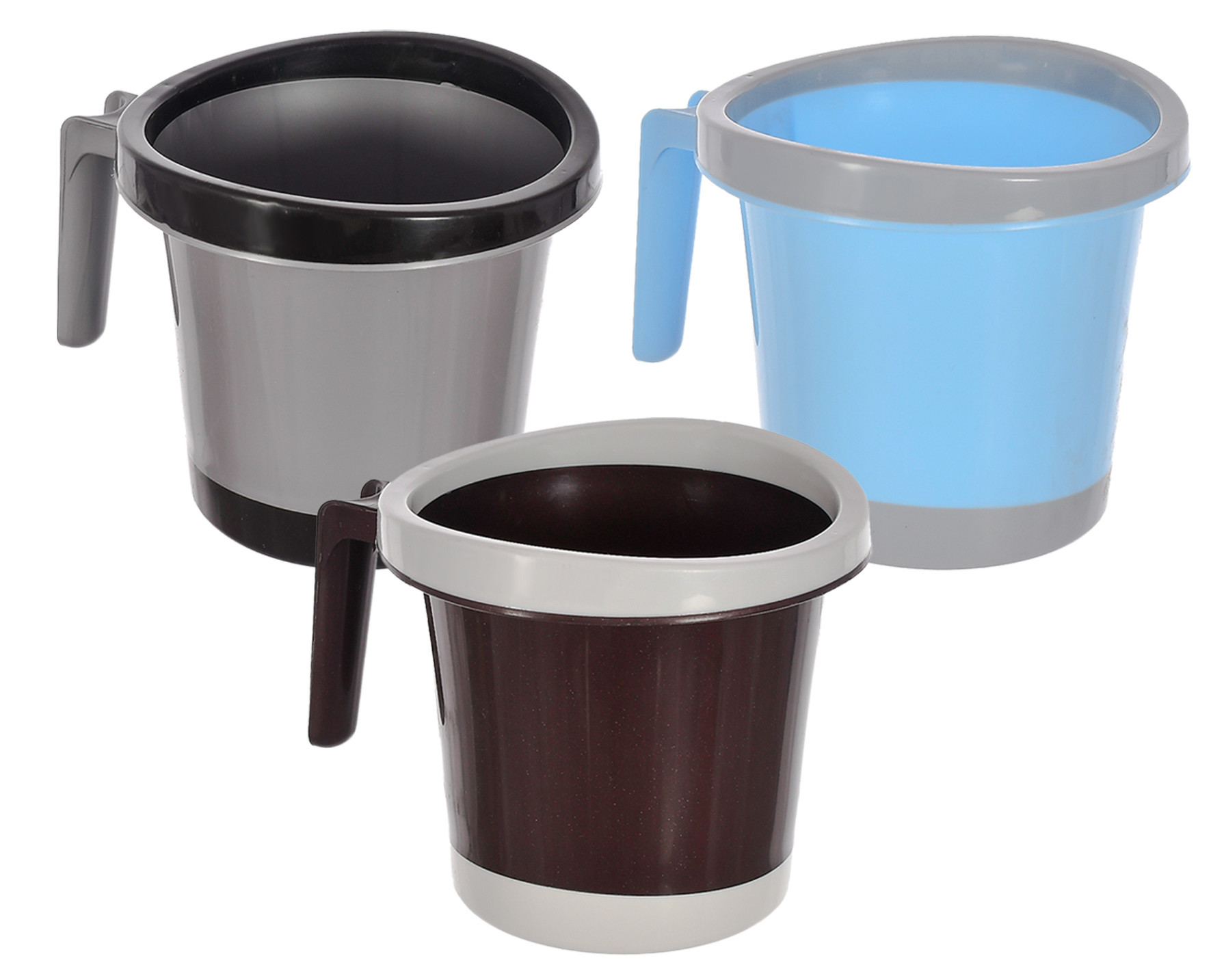 Kuber Industries Plastic Bathroom Mug 1 Litre (Blue & Brown)-46KM0277