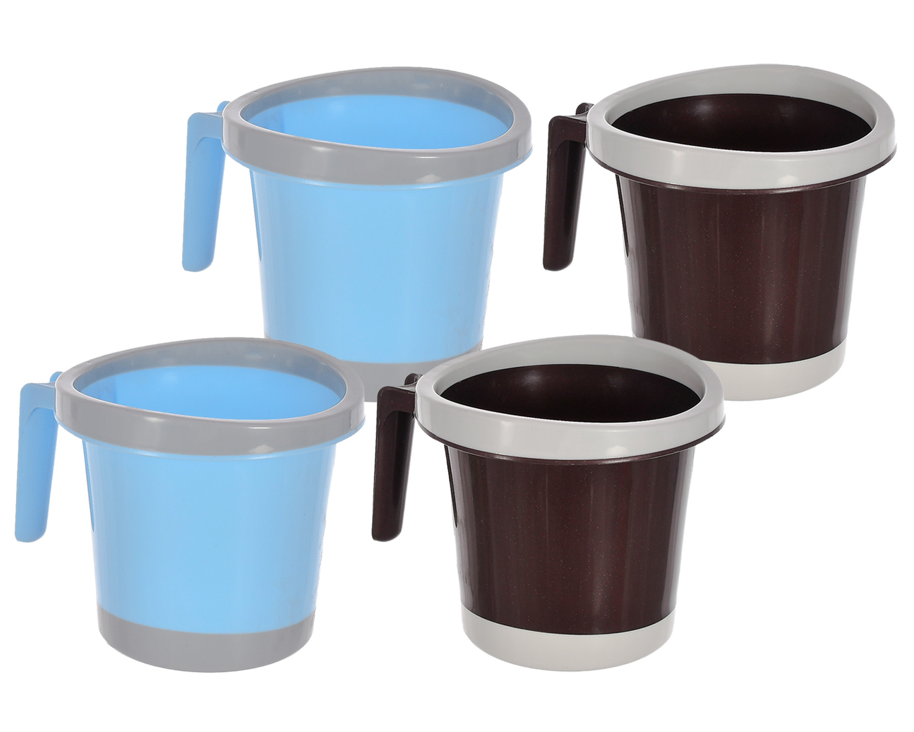 Kuber Industries Plastic Bathroom Mug 1 Litre (Blue & Brown)-46KM0277