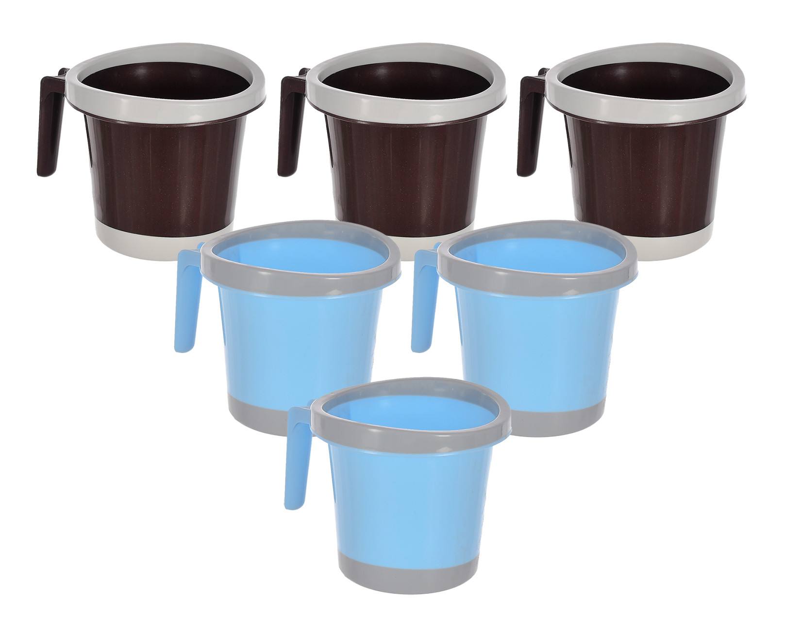 Kuber Industries Plastic Bathroom Mug 1 Litre (Blue & Brown)-46KM0277