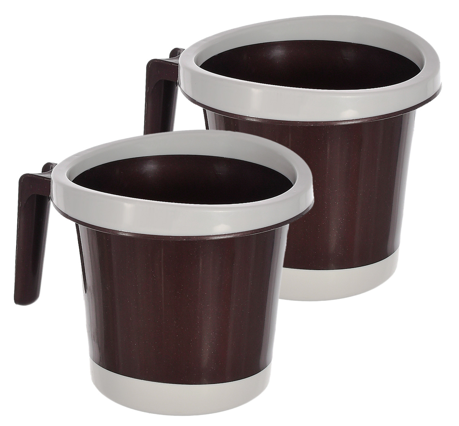 Kuber Industries Plastic Bathroom Mug 1 Litre (Brown)-46KM0265