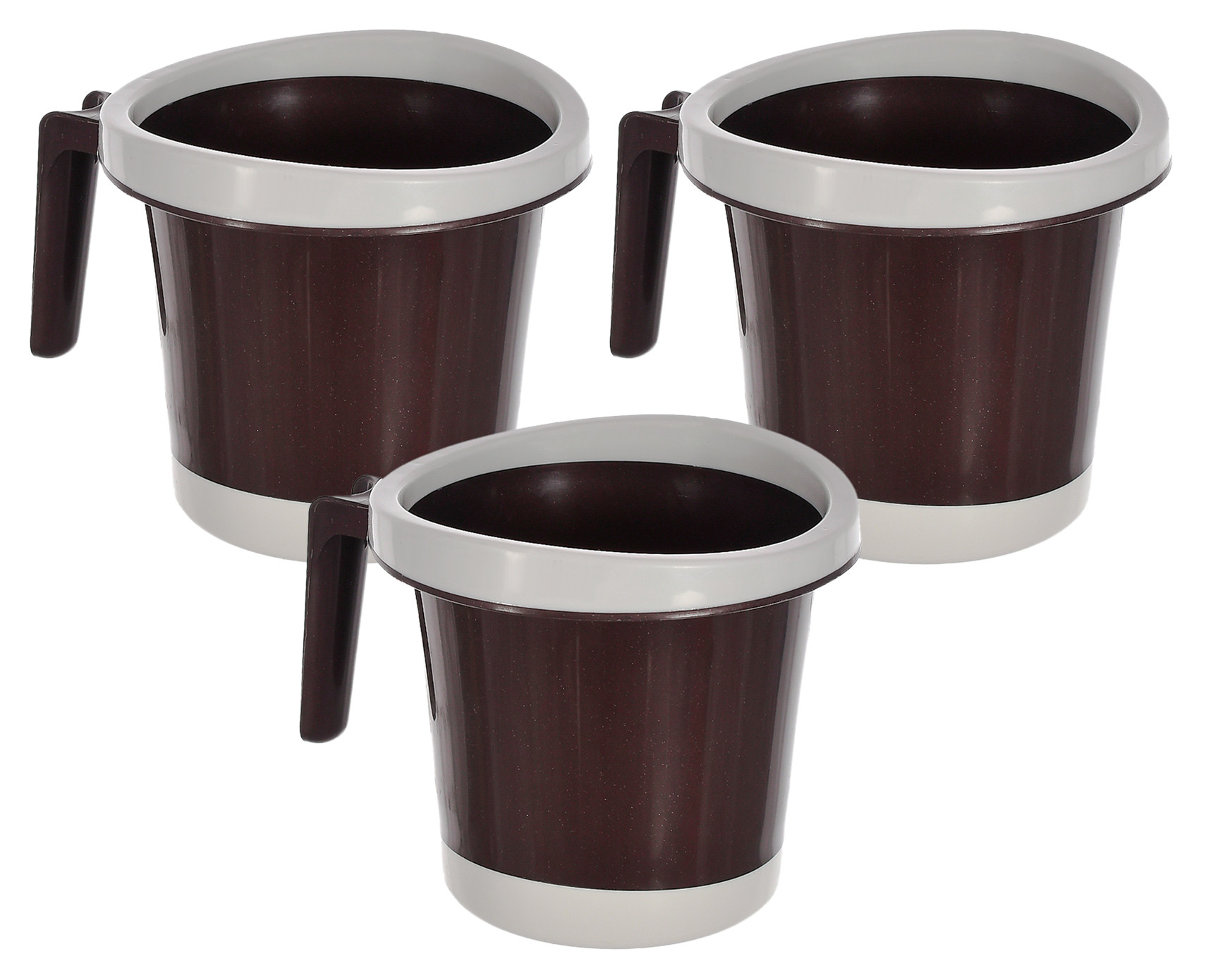 Kuber Industries Plastic Bathroom Mug 1 Litre (Brown)-46KM0265