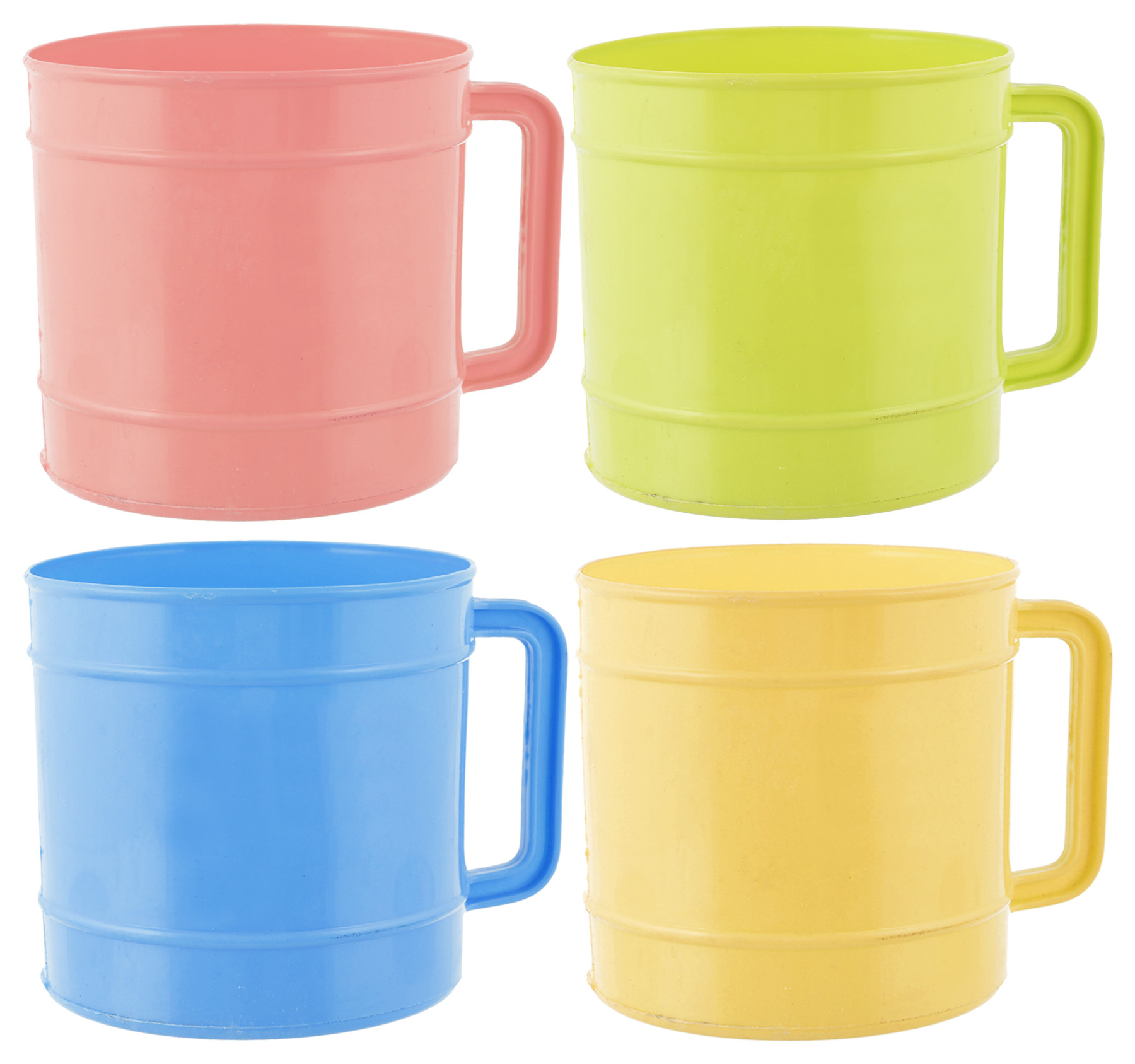 Kuber Industries Plastic Bathroom Mug, 1 Ltr., Pack of 4 (Pink & Green & Blue & Cream)