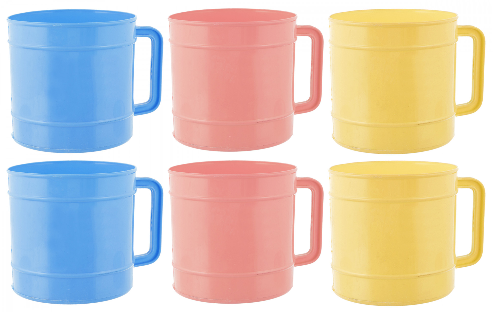 Kuber Industries Plastic Bathroom Mug, 1 Ltr., Pack of 6 (Blue & Cream & Pink)
