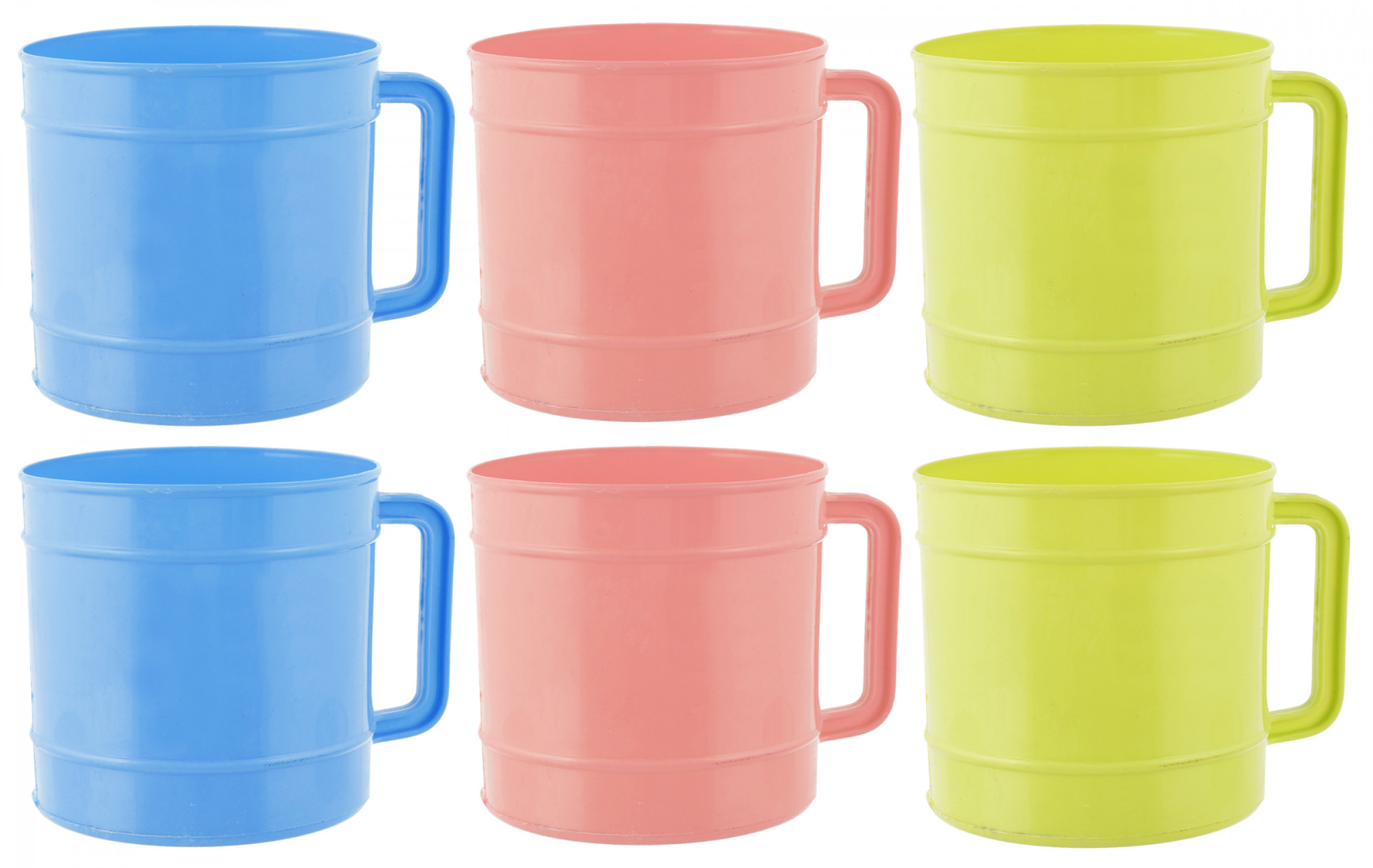 Kuber Industries Plastic Bathroom Mug, 1 Ltr., Pack of 6 (Blue & Green & Pink)