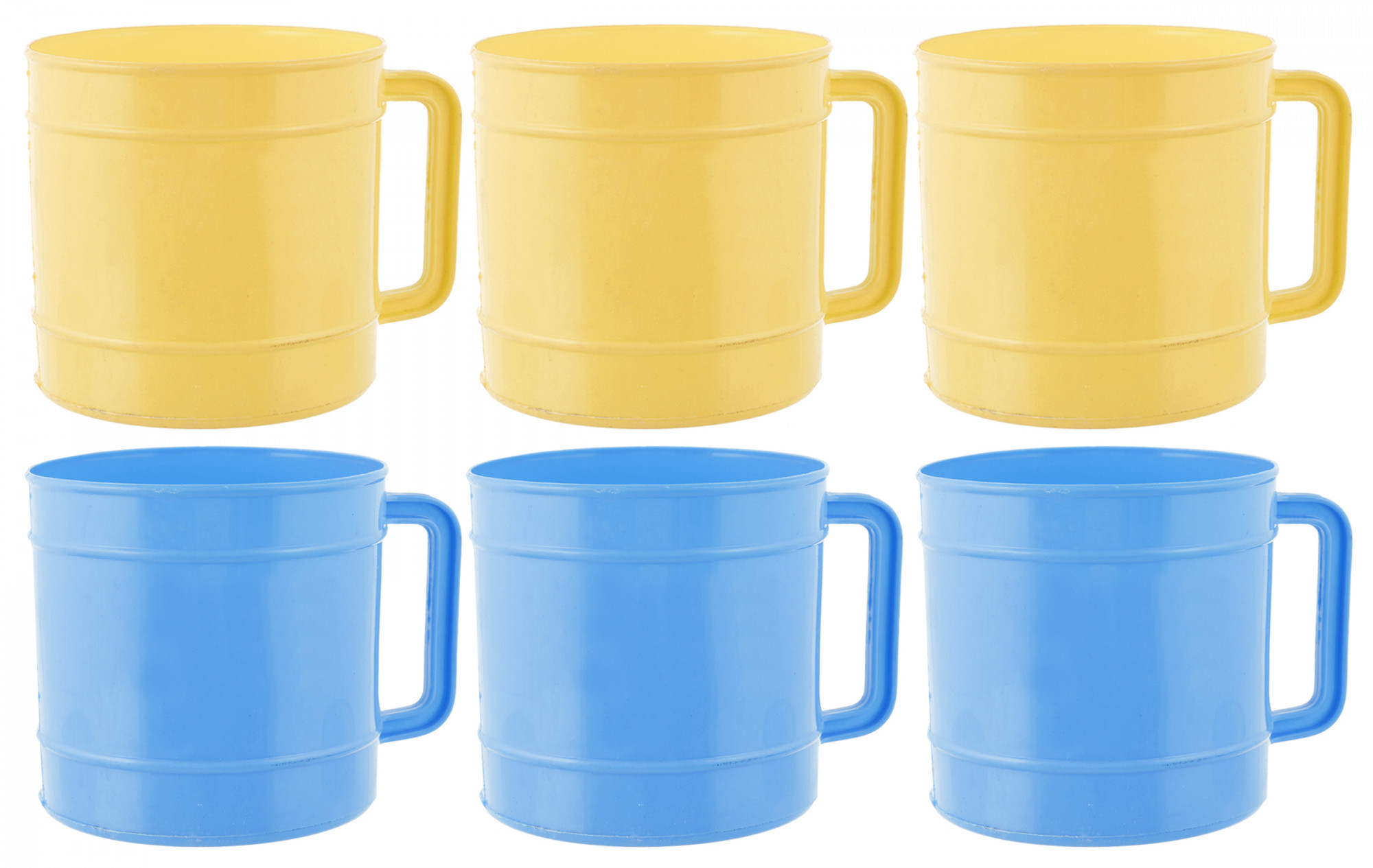 Kuber Industries Plastic Bathroom Mug, 1 Ltr., Pack of 6 (Cream & Blue)