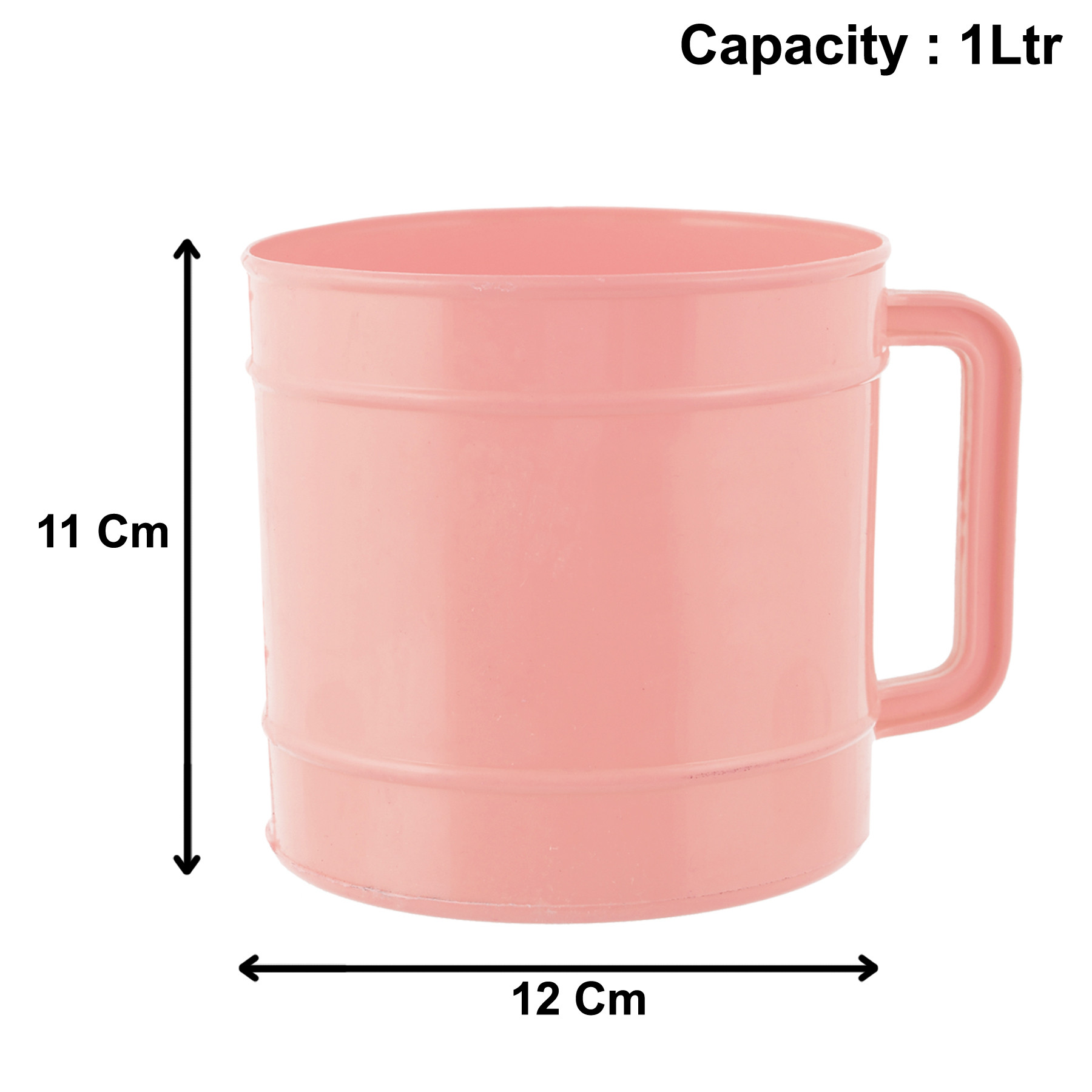 Kuber Industries Plastic Bathroom Mug, 1 Ltr., Pack of 6 (Cream & Pink)