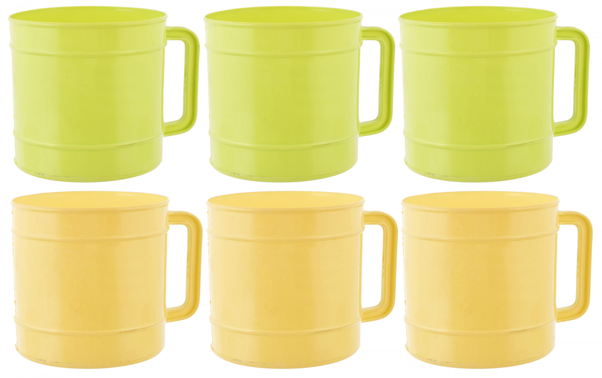 Kuber Industries Plastic Bathroom Mug, 1 Ltr., Pack of 6 (Green & Cream)