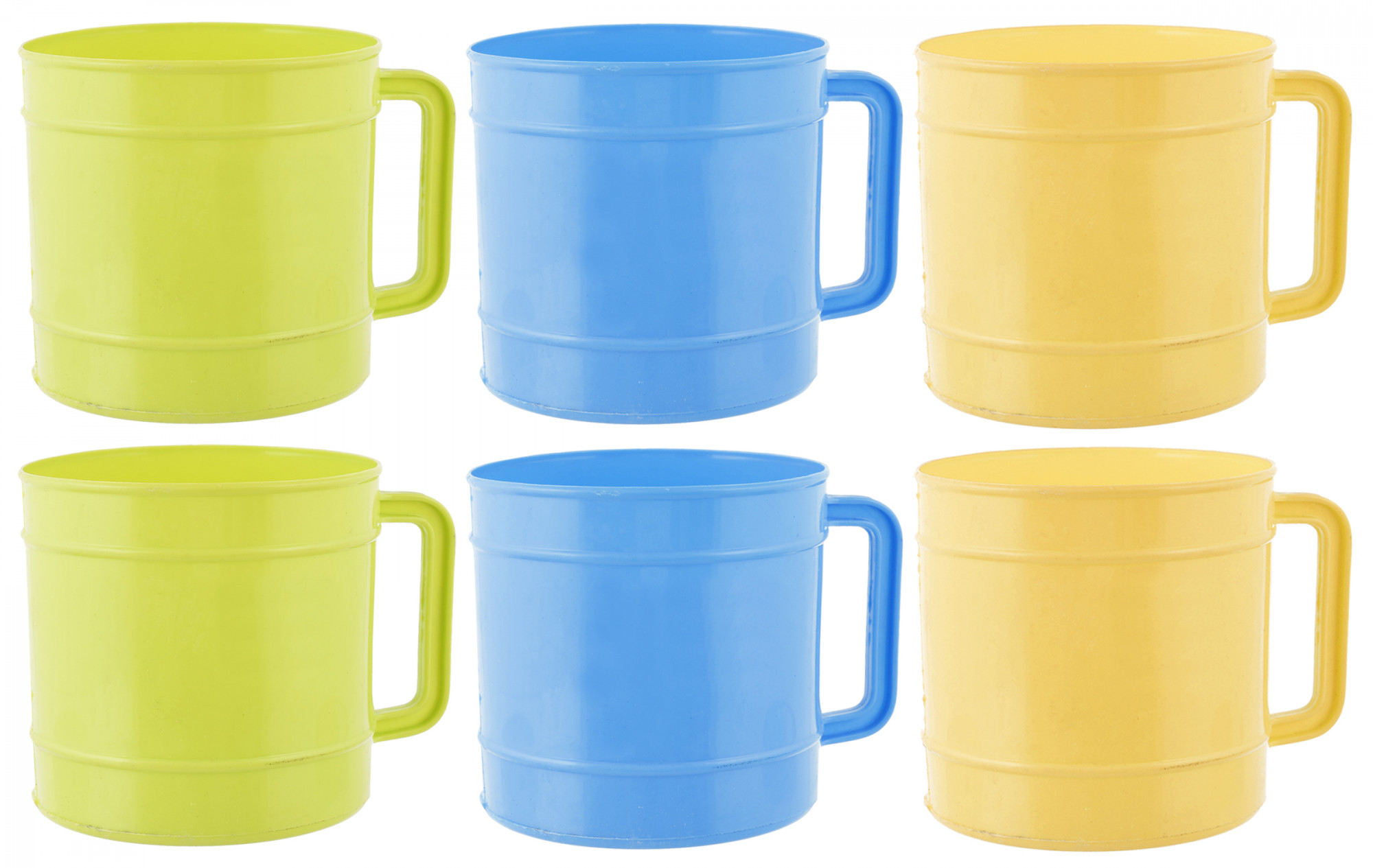 Kuber Industries Plastic Bathroom Mug, 1 Ltr., Pack of 6 (Green & Cream & Blue)
