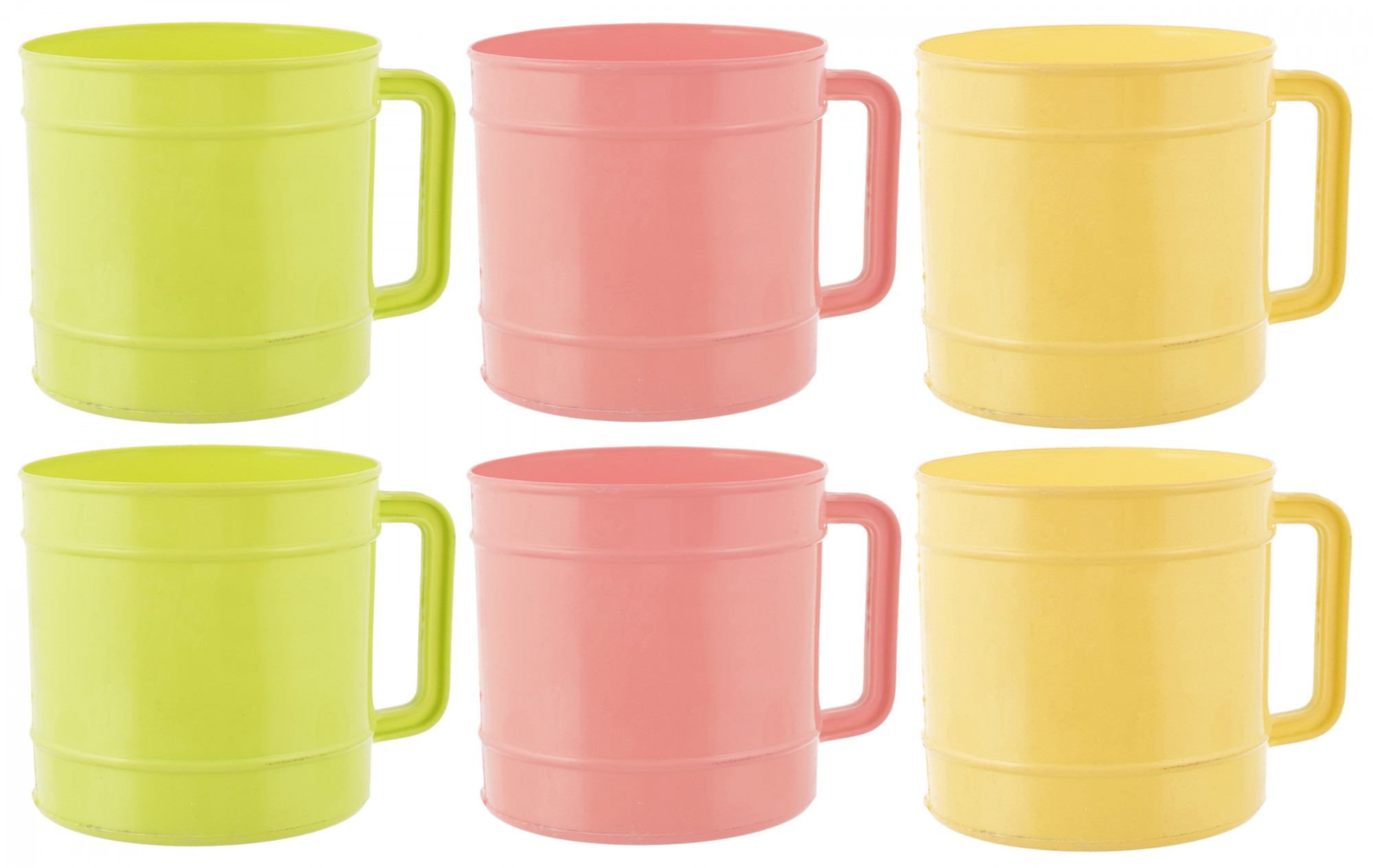 Kuber Industries Plastic Bathroom Mug, 1 Ltr., Pack of 6 (Green & Cream & Pink)