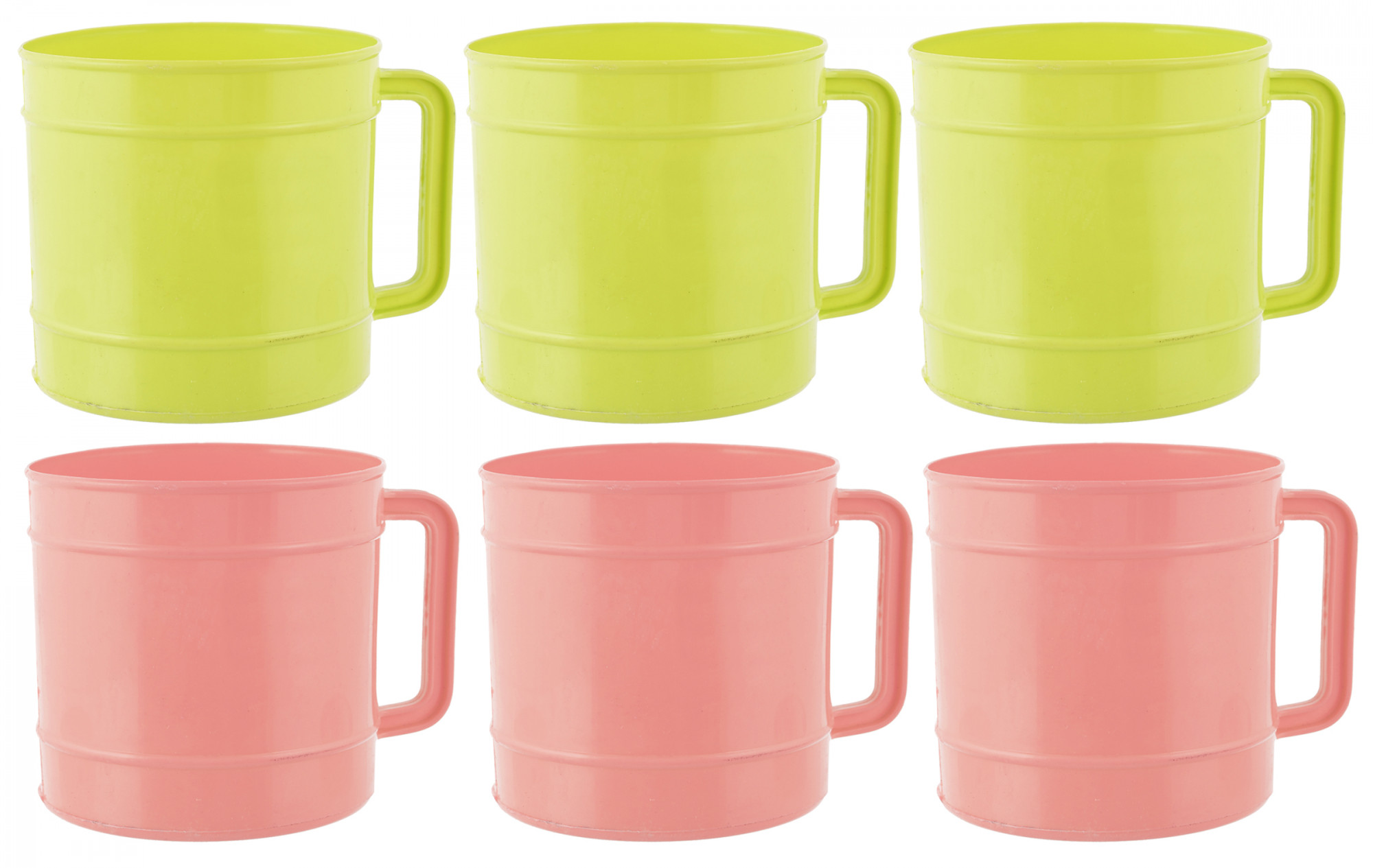 Kuber Industries Plastic Bathroom Mug, 1 Ltr., Pack of 6 (Green & Pink)