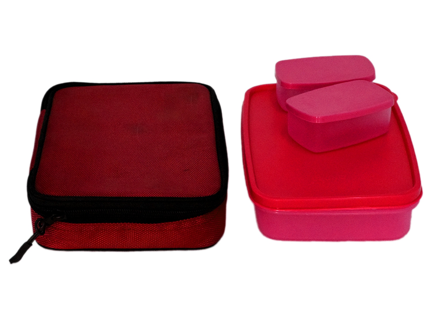 Kuber Industries Plastic Compact Lunch Box With 2 Containers & Cover (Blue)