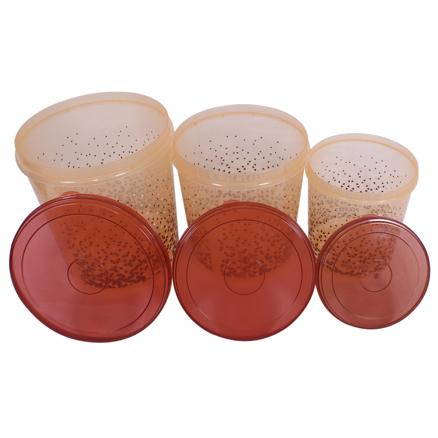 Kuber Industries Plastic Container|Container For Kitchen Storage Set|Air Tight Container|Tinted Printed 5 Litre,7 Litre,10 Litre Containers|Set of 3 (Brown)
