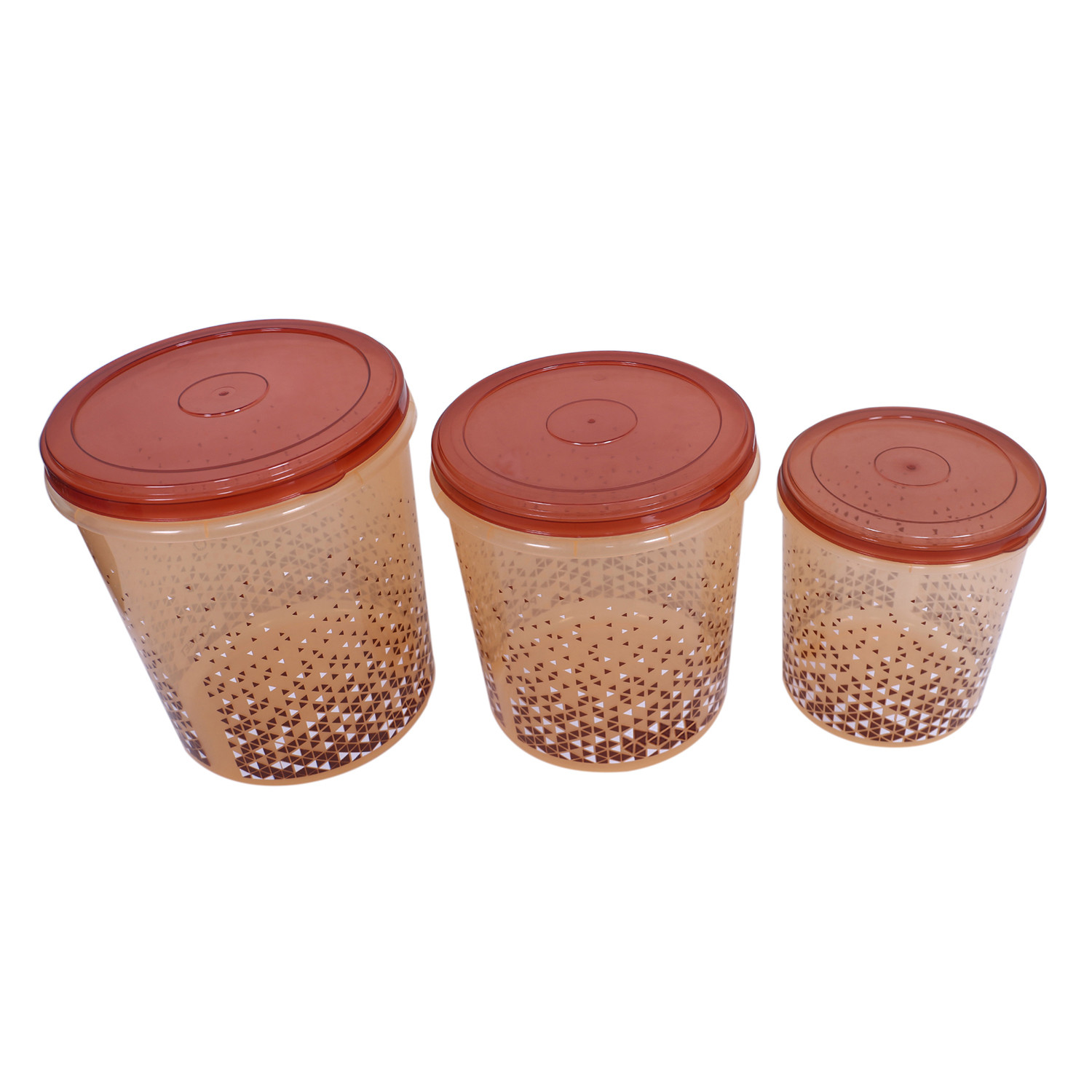 Kuber Industries Plastic Container|Container For Kitchen Storage Set|Air Tight Container|Tinted Printed 5 Litre,7 Litre,10 Litre Containers|Set of 3 (Brown)