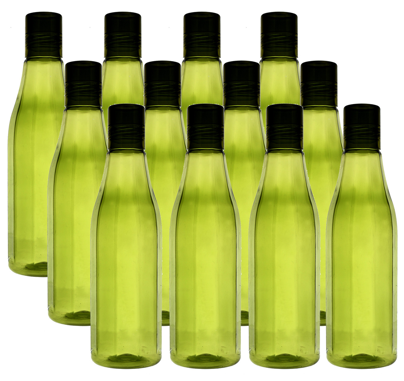 Kuber Industries Plastic Coral Fridge Water Bottle Set with Lid (1000ml, Green)-KUBMART430