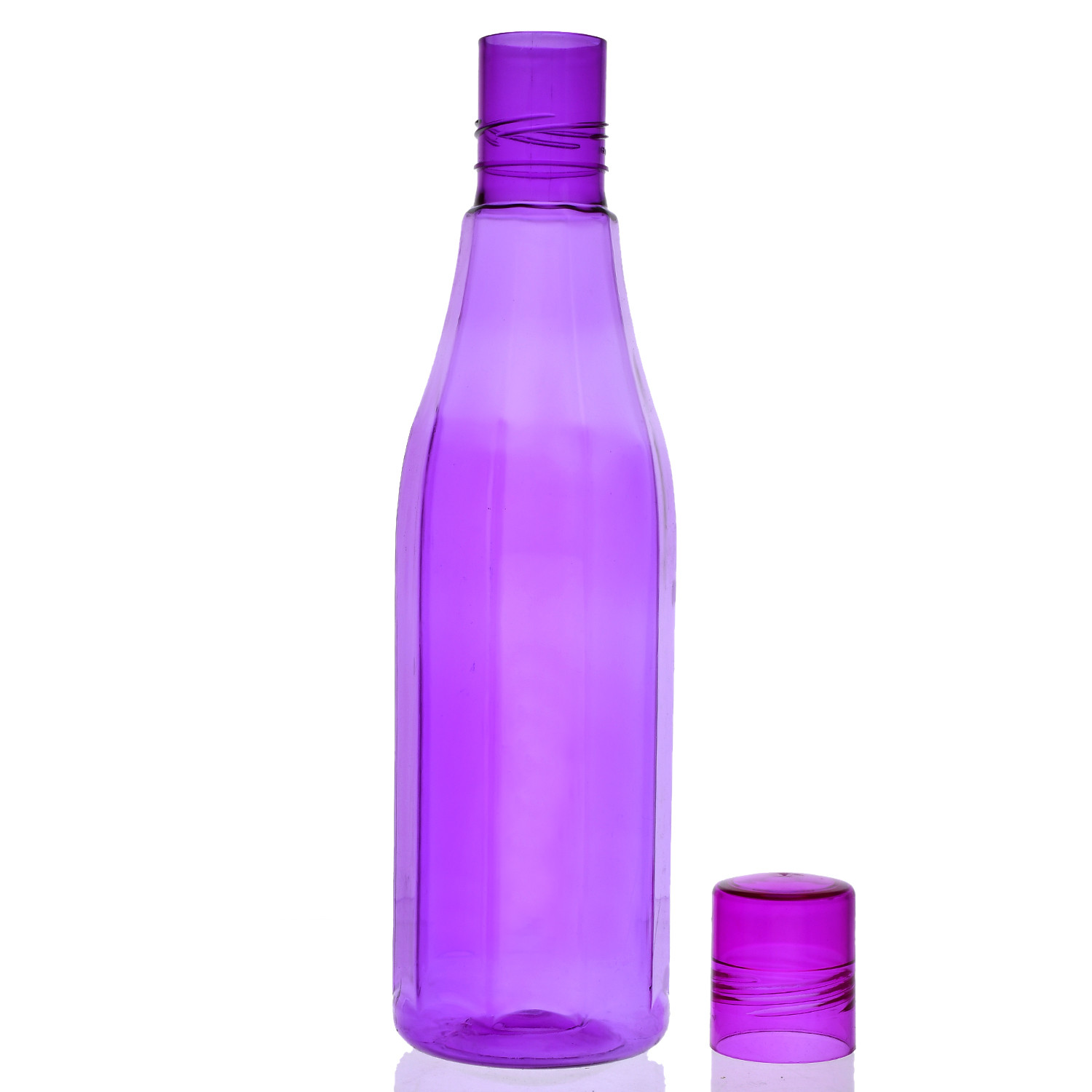 Kuber Industries Plastic Coral Fridge Water Bottle Set with Lid (1000ml, Purple)-KUBMART414