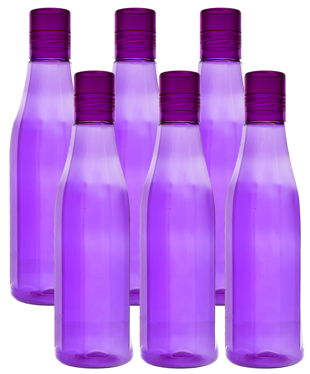 Kuber Industries Plastic Coral Fridge Water Bottle Set with Lid (1000ml, Purple)-KUBMART414