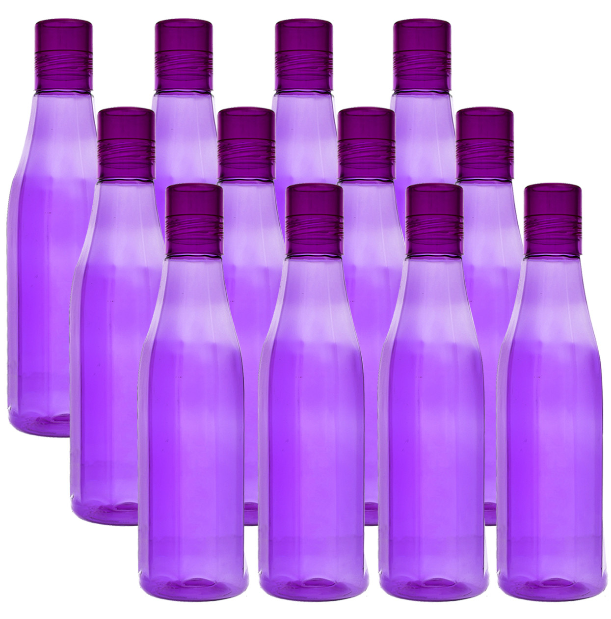 Kuber Industries Plastic Coral Fridge Water Bottle Set with Lid (1000ml, Purple)-KUBMART414