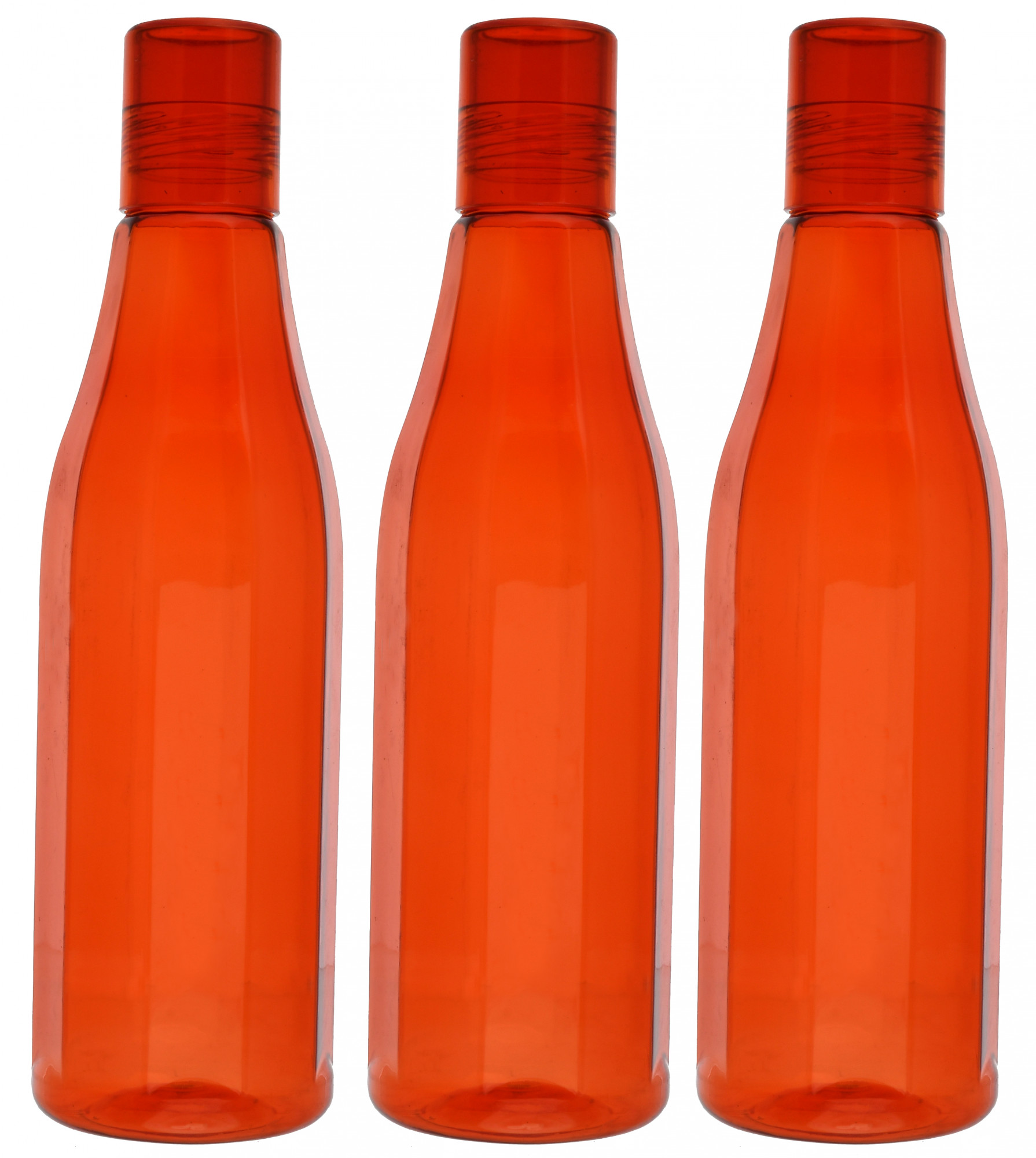 Kuber Industries Plastic Coral Fridge Water Bottle Set with Lid (1000ml, Red)-KUBMART422