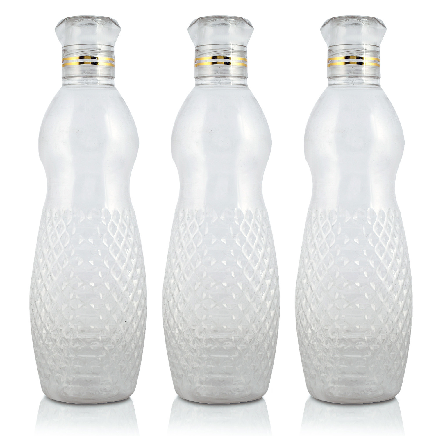 Kuber Industries Plastic Crystal Design Water Bottle For Home & Traveling, 1Ltr. (Transparent) 54KM4301