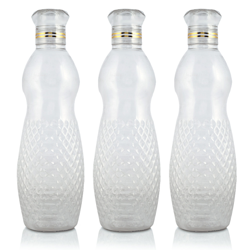 Kuber Industries Plastic Crystal Design Water Bottle For Home &amp; Traveling, 1Ltr. (Transparent) 54KM4301