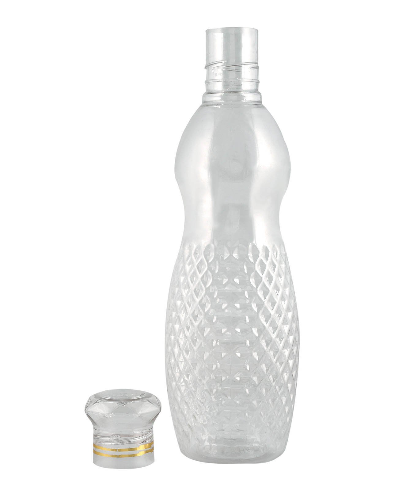 Kuber Industries Plastic Crystal Design Water Bottle For Home & Traveling, 1Ltr. (Transparent) 54KM4301