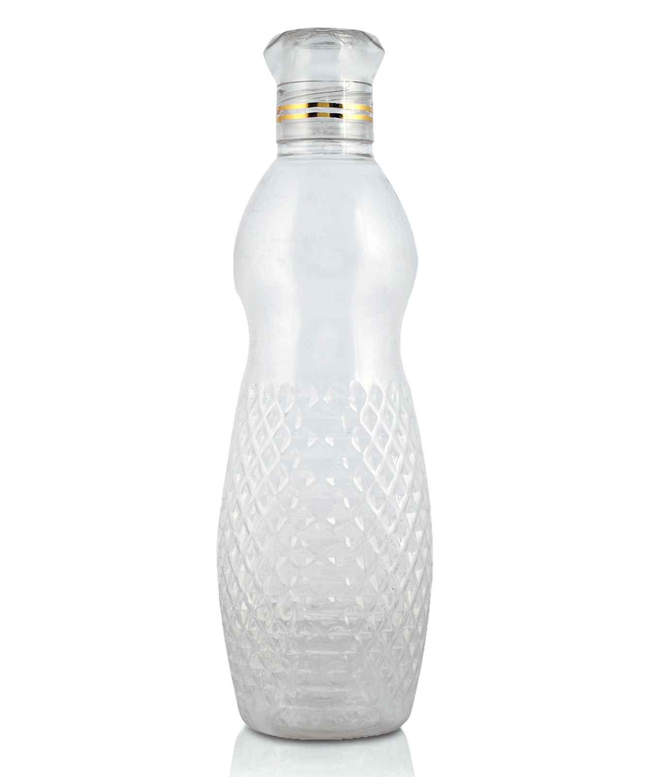 Kuber Industries Plastic Crystal Design Water Bottle For Home & Traveling, 1Ltr. (Transparent) 54KM4301